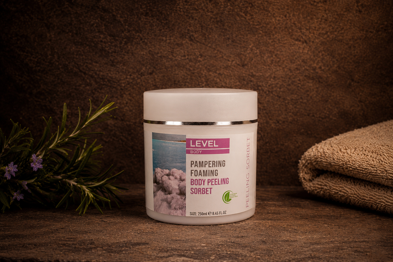 Level Body Peeling Sorbet – Eksfolierende kroppsskrubb med Dødehavssalt